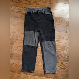 Y2K Grunge Two-Tone High Rise Straight Leg Jeans